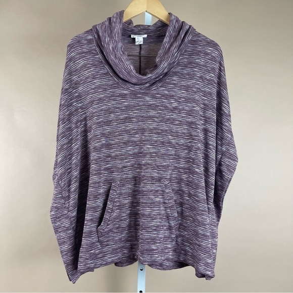 LOFT Lounge XS/Small Boxy Flowy Oversized Cowl Neck Purple Pullover Sweater - Picture 1 of 5